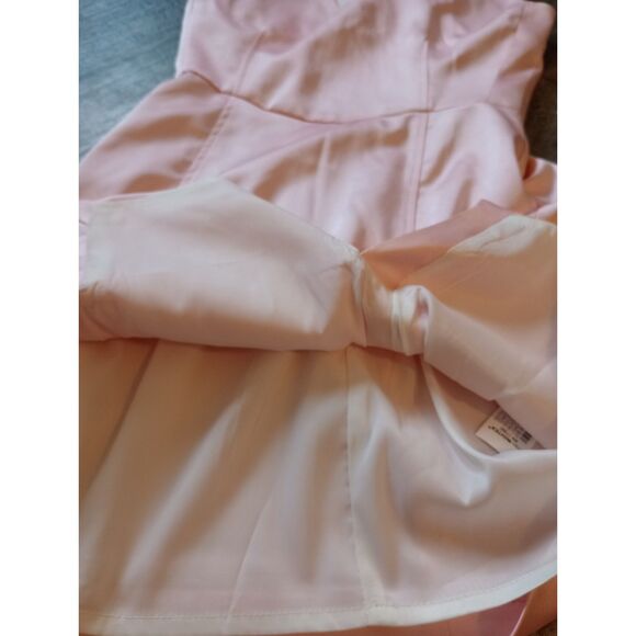 Zara NWOT Women's Size XS Pink Satin Fitted Mini Dress - Picture 3 of 7